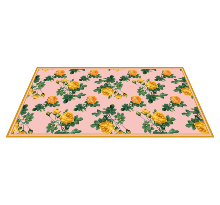 Tapis vinyle fleurs et plantes rose jaune botanique - TenStickers