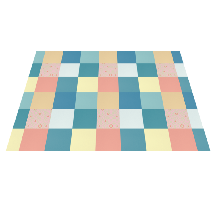 Tapis vinyle géométrique damier pastel géométrique - TenStickers