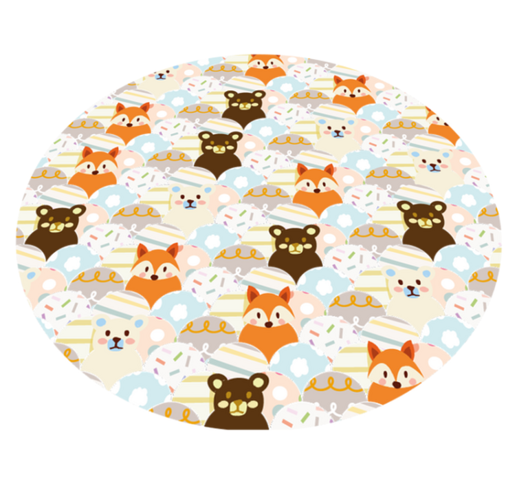 Tapis vinyle design patchwork ours et renard - TenStickers