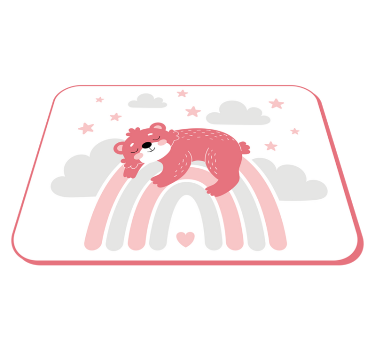 Tapis vinyle chambre bébé arc-en-ciel et ours endormi - TenStickers