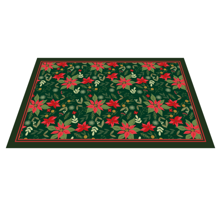 Tapis vinyle noël motif de poinsettia festif - TenStickers