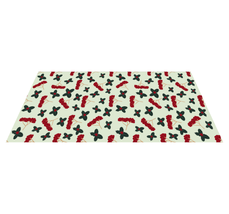 Tapis vinyle Noël motif de houx et baies rouges - TenStickers