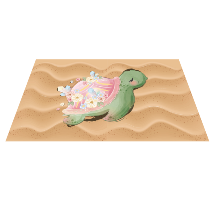 Tapis vinyle chambre bebe Bébé tortues fond orange - TenStickers