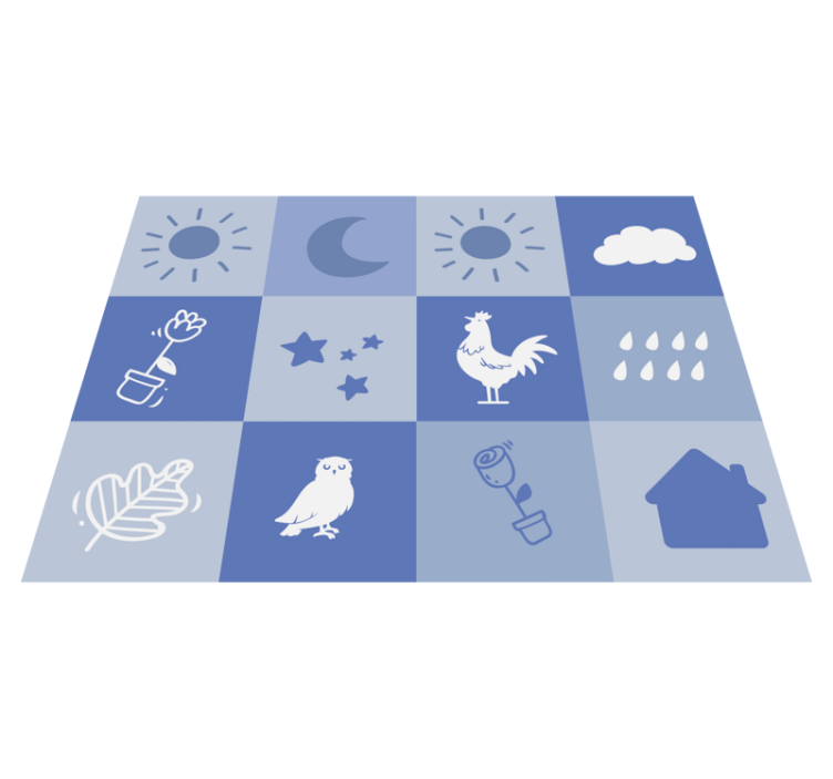 Tapis vinyle chambre bebe Tuiles bleues de temps et de plantes - TenStickers