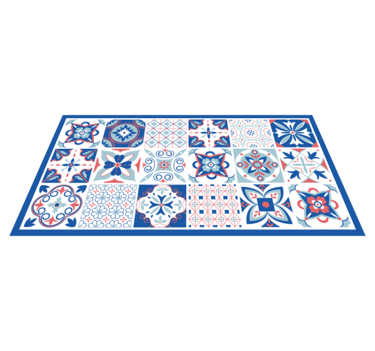 Tapis vinyle carreaux de ciment bleus style Grenade - TenStickers