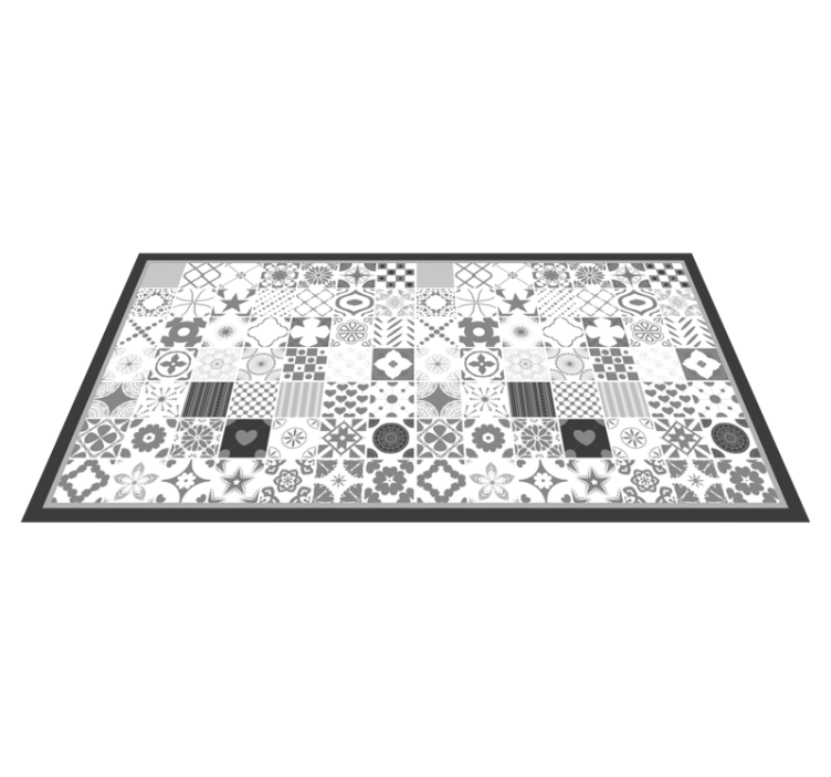 Tapis vinyle carreaux de ciment composition patchwork - TenStickers