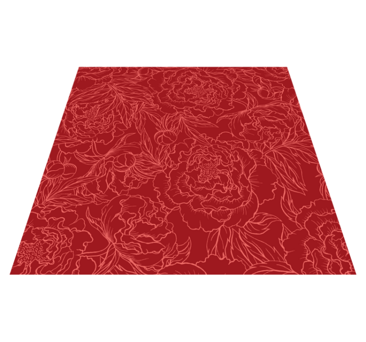 Tapis vinyle fleurs et plantes motif floral rouge - TenStickers
