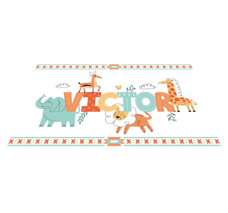 Tapis vinyle avec nom thème safari personnalisé - TenStickers