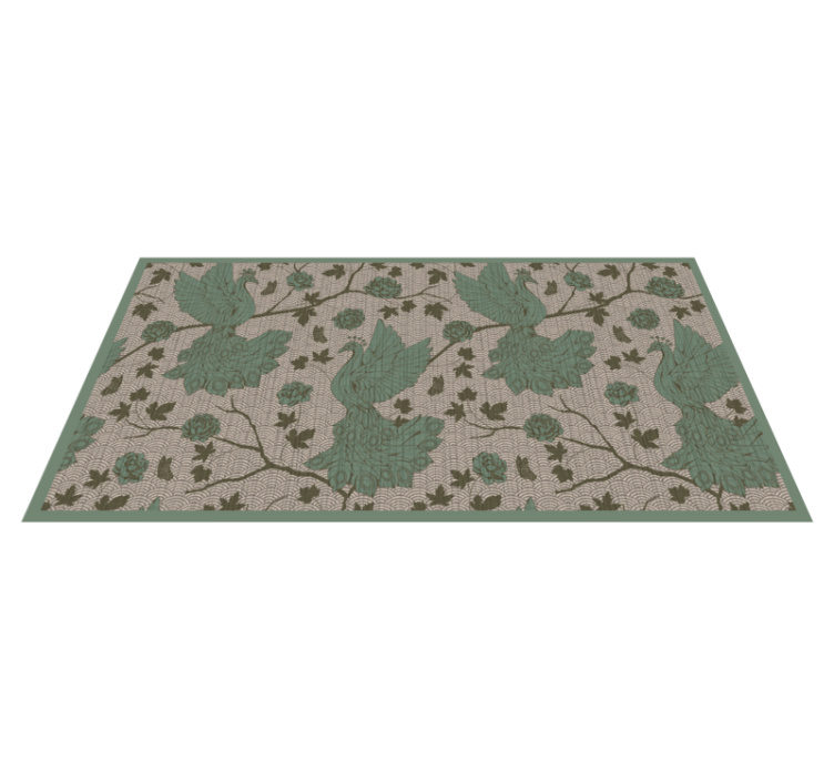 Tapis vinyle fleurs et plantes motif de la faune verte - TenStickers