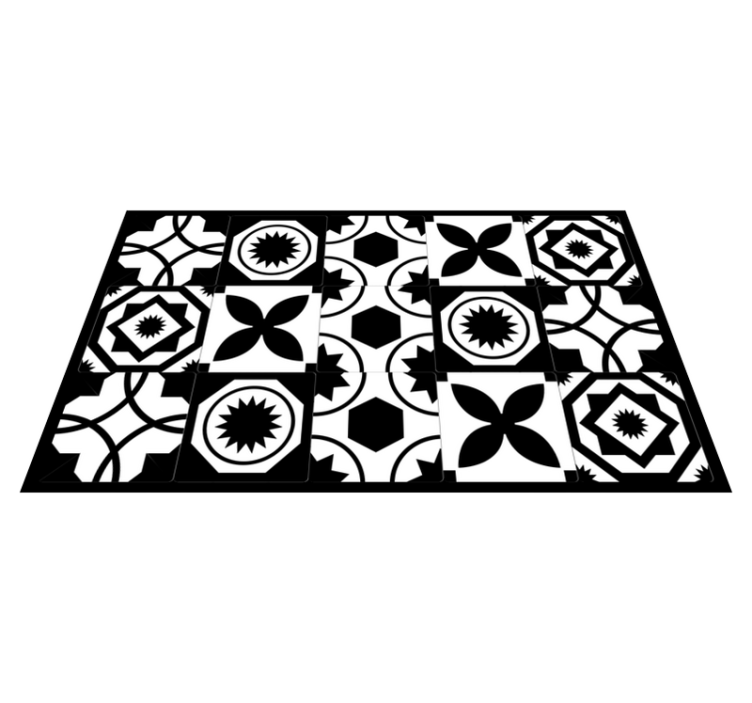 Tapis vinyle carreaux de ciment motifs contrastés - TenStickers