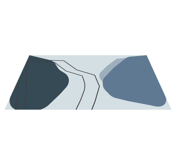 Tapis vinyle minimaliste Dessin abstrait blanc et bleu - TenStickers