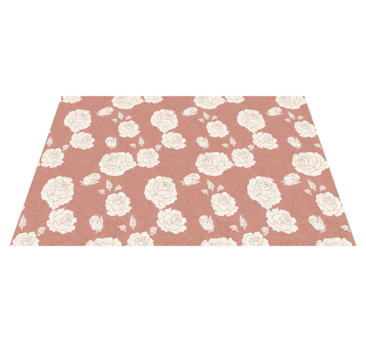 Tapis vinyle fleurs et plantes superposition de motifs roses - TenStickers