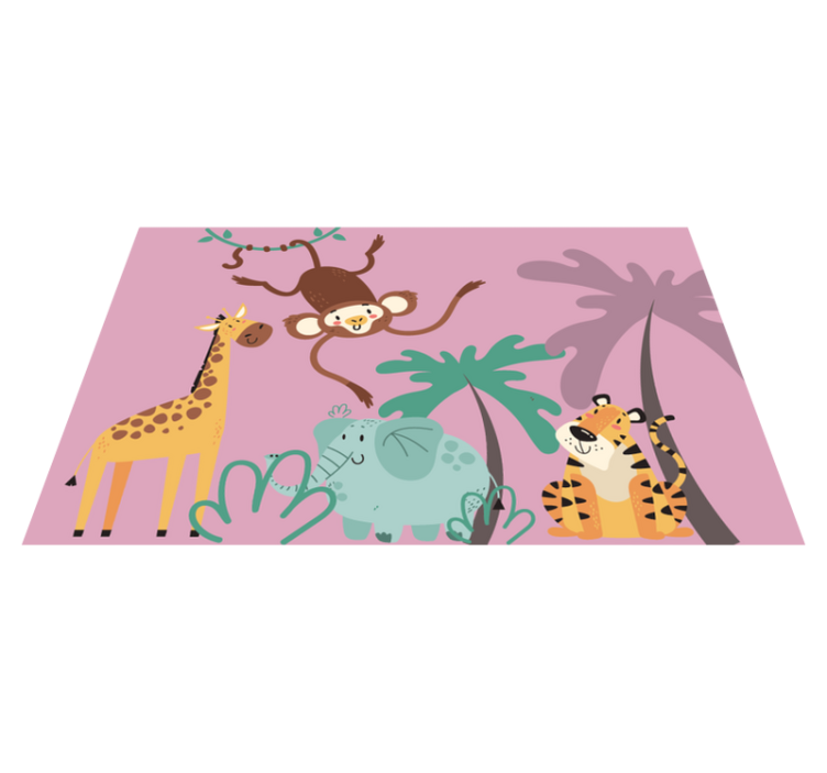 Tapis vinyle animal dessin animaux de safari colorés - TenStickers