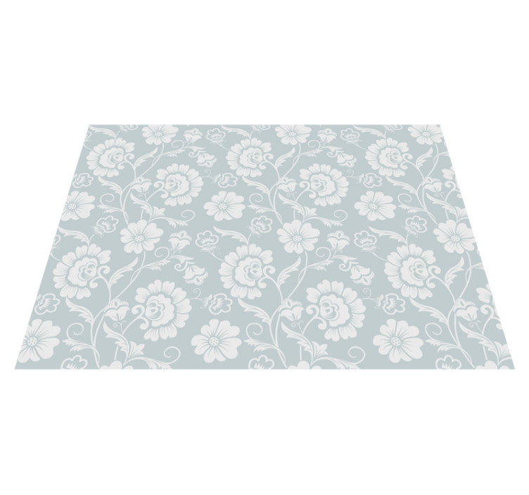 Tapis vinyle fleurs et plantes motif floral vert d'eau - TenStickers