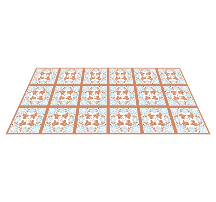 Tapis vinyle carreaux de ciment fleurs méditerranéennes - TenStickers