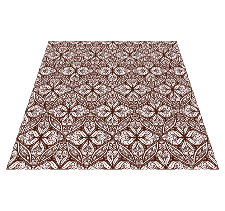 Tapis vinyle rétro motif floral marron - TenStickers
