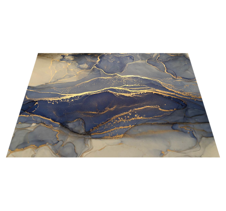 Tapis vinyle effet marbre bleu marine et or - TenStickers