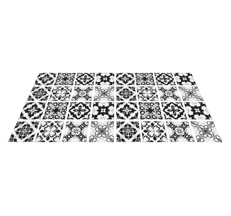 Tapis vinyle cuisine hydraulique noir et blanc - TenStickers