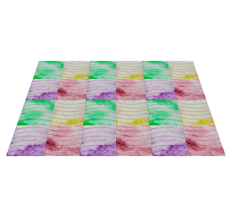 Tapis vinyle salon pavés vagues colorés - TenStickers