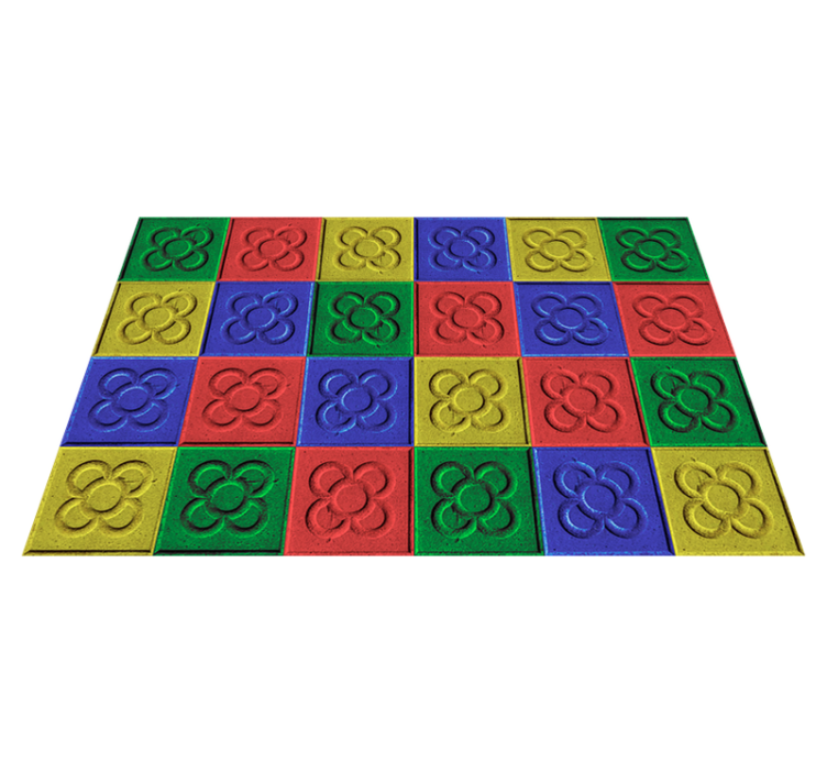 Tapis vinyle salon carreaux couleurs pop art - TenStickers