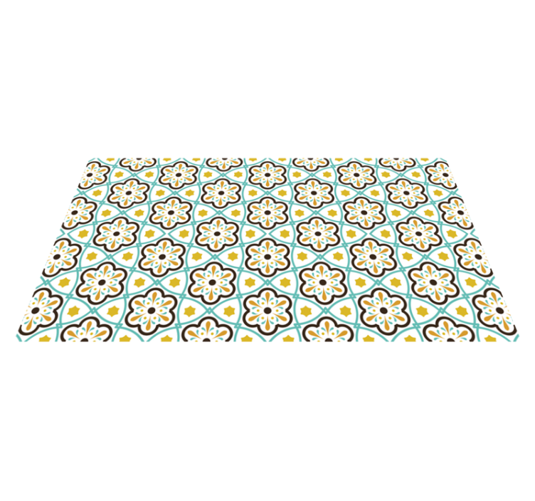 Tapis vinyle carreaux de ciment motif fleurs - TenStickers