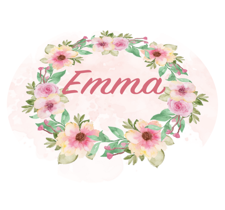 Tapis vinyle prénom personnalisé couronne de fleurs - TenStickers