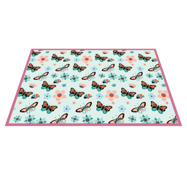 Tapis vinyle chambre enfant fleurs et papillons - TenStickers
