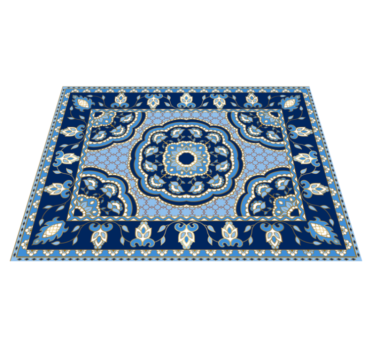 Tapis vinyle salle a manger design bleu oriental - TenStickers
