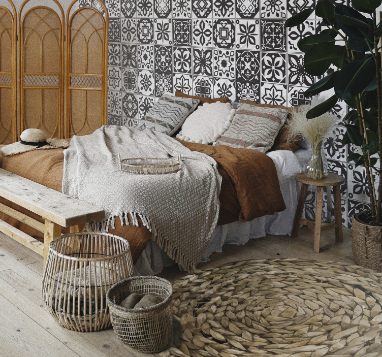 Tapis vinyle texture tissé circulaire - TenStickers