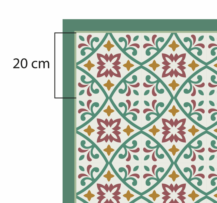 Tapis vinyle cuisine carreaux fleurs jaune rouge et vert - TenStickers