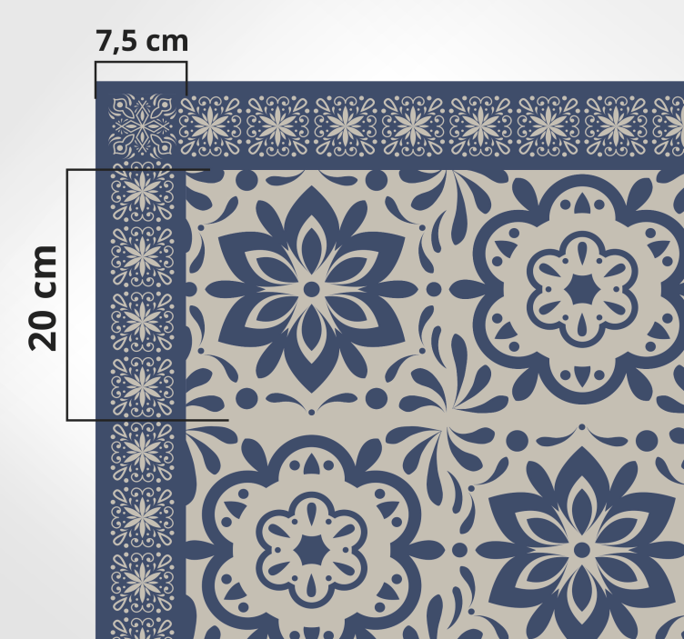 Tapis vinyle Thème floral hydraulique bleu - TenStickers