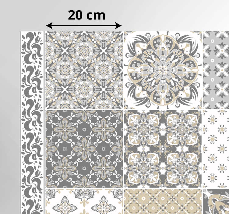 Tapis vinyle vintage carreaux de ciment gris - TenStickers