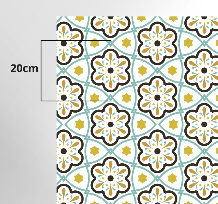 Tapis vinyle carreaux de ciment motif fleurs - TenStickers