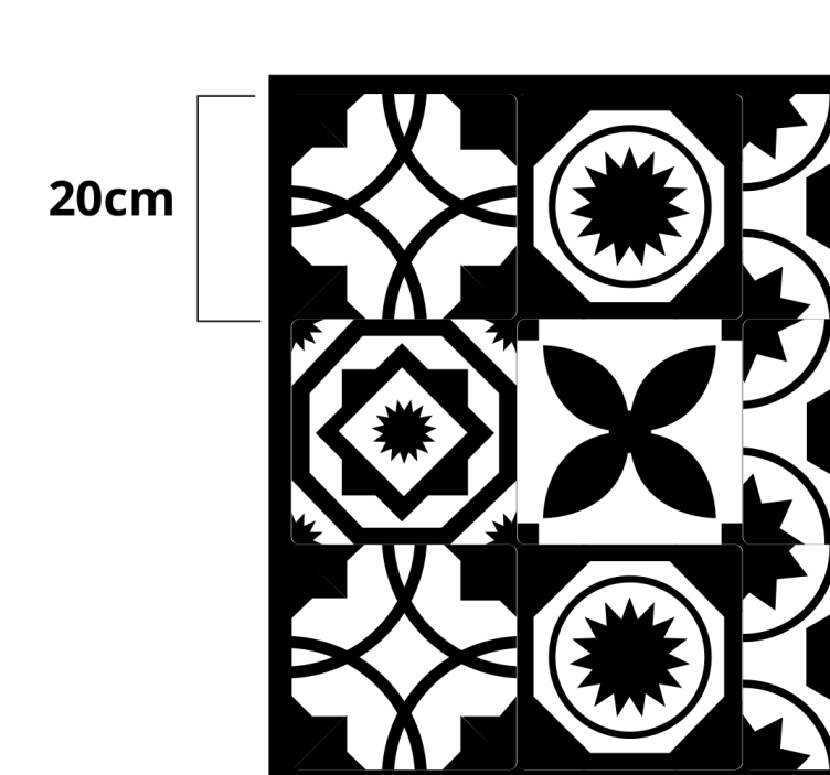 Tapis vinyle carreaux de ciment motifs contrastés - TenStickers