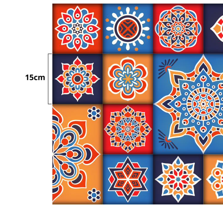 Tapis vinyle cuisine Carreaux floraux colorés - TenStickers