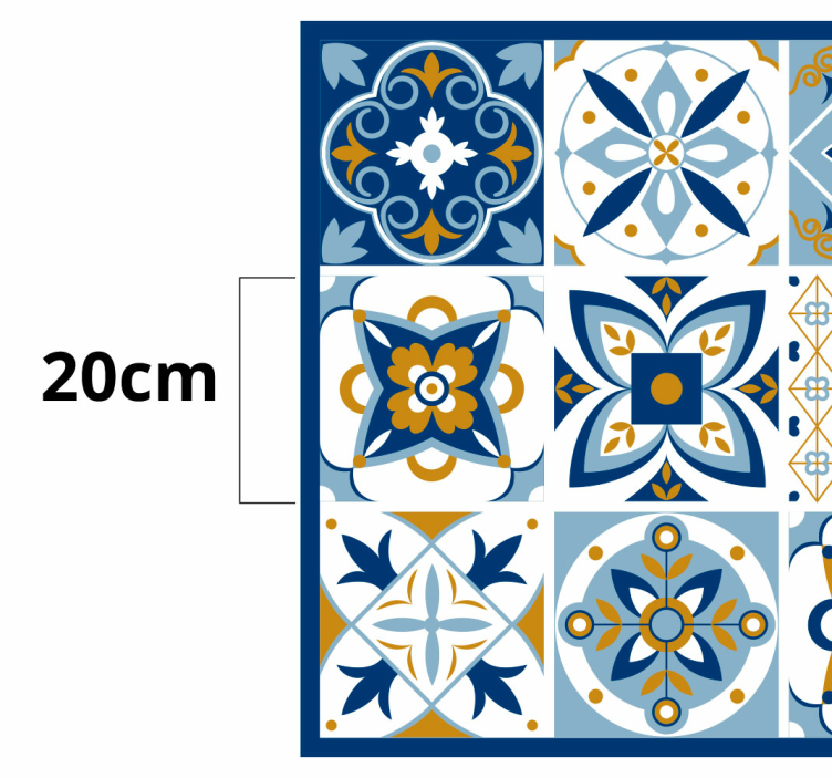 Tapis vinyle cuisine carreaux carrés bleus - TenStickers