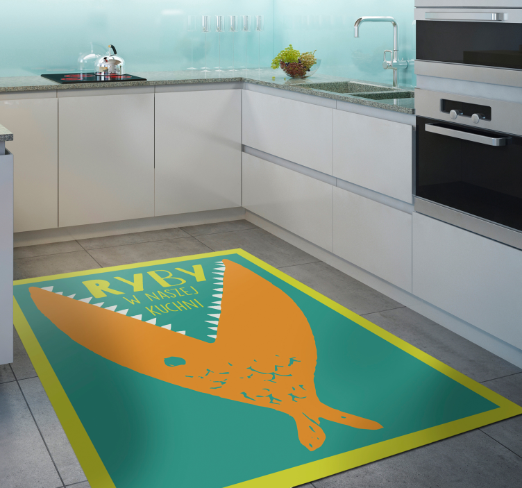 tapis vinyle cuisine Tapis de vinylee de cuisine de poisson vinta - TenStickers