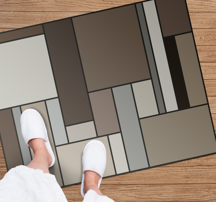 tapis vinyle geometrique Carrés bruns - TenStickers