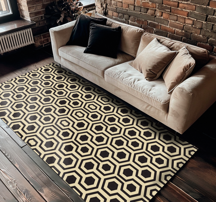 Tapis vinyle géométrique motif hexagonal - TenStickers
