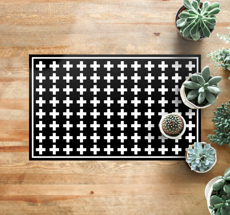 tapis vinyle minimaliste Croix blanche et noire - TenStickers