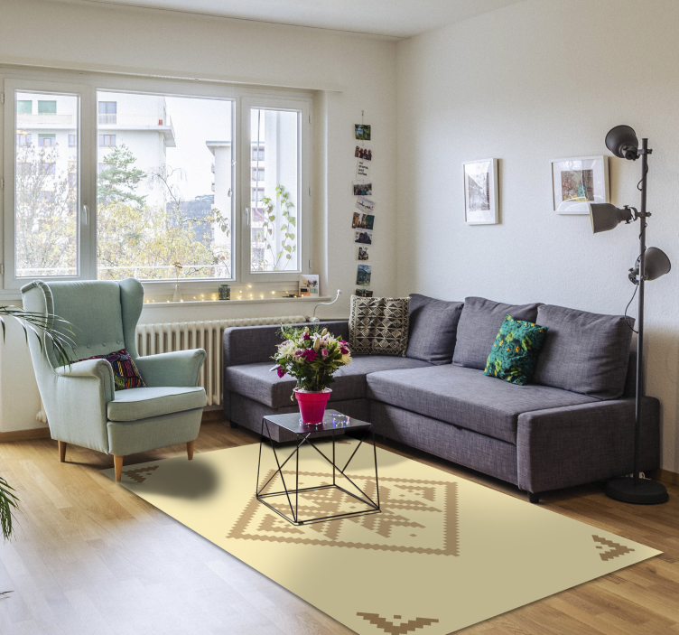 Tapis vinyle salon contraste géométrique élégant - TenStickers