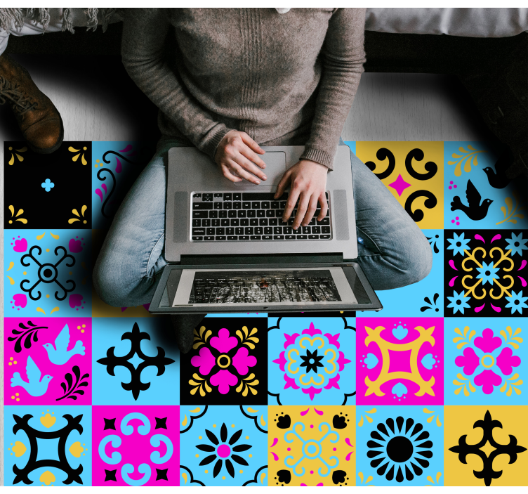 Tapis mosaique vinyle mosaïque à motifs colorés - TenStickers