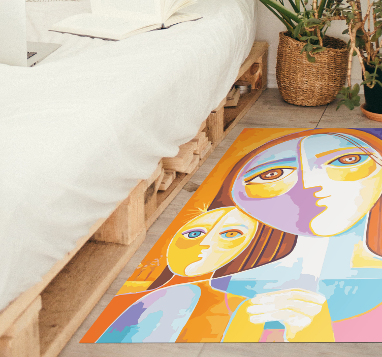 Tapis mosaique vinyle visages abstraits colorés - TenStickers