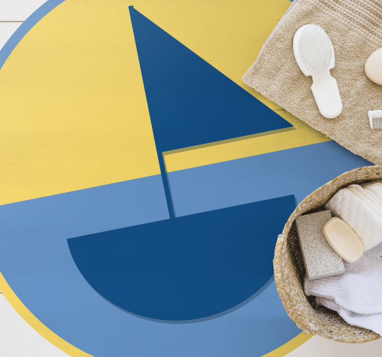 Tapis en vinyle nature bateau et plage - TenStickers