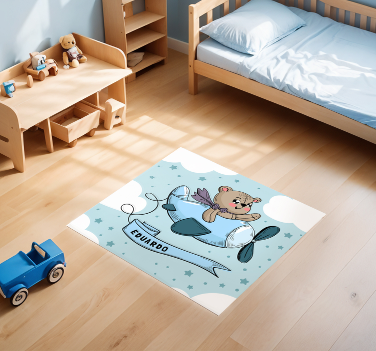 Tapis autocollant personnalisé enfant avec ours volant - TenStickers