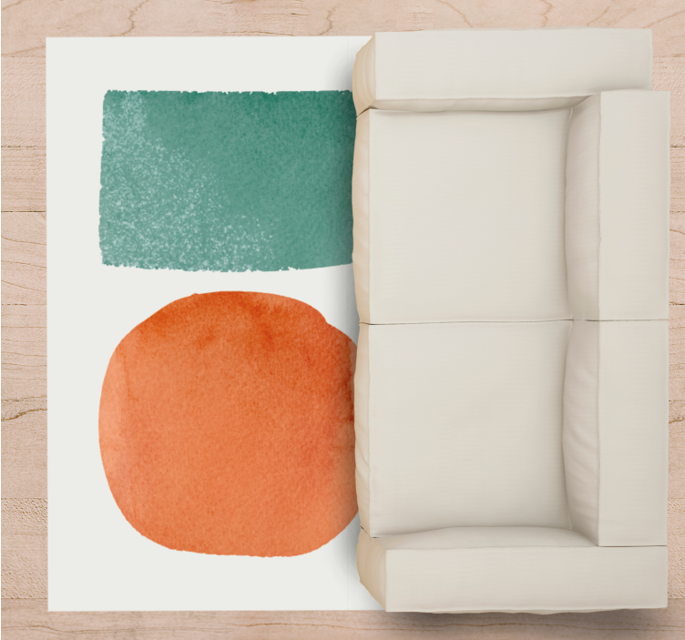 Tapis vinyle salon Design minimaliste à pois et carrés - TenStickers