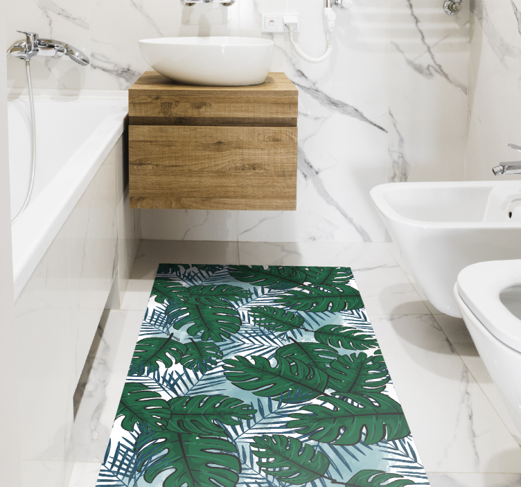tapis vinyle salon Feuilles bleues de monstera  - TenStickers