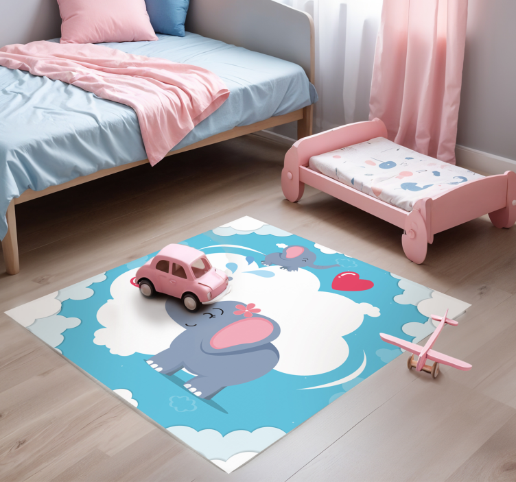 Tapis autocollant bébé coeur et éléphants - TenStickers