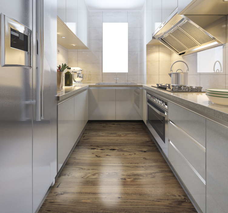 Tapis vinyle cuisine effet bois usé - TenStickers