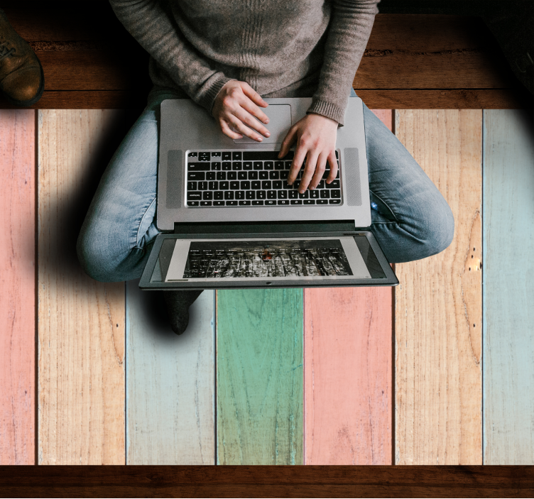 Tapis vinyle en bois Planches colorées texturées en bois - TenStickers